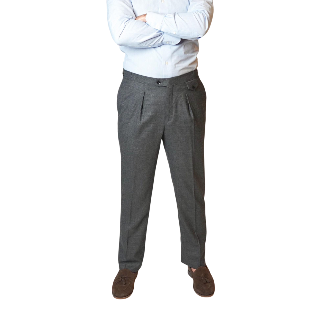Mid-Grey Puppy Tooth Flannel Trouser