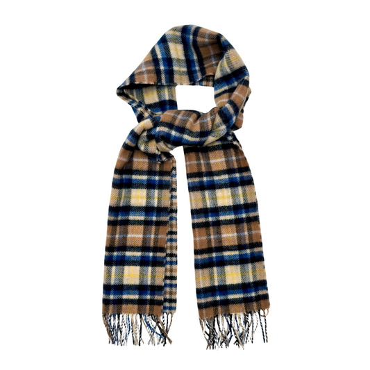 Blue & Tan Plaid Reversible Scarf