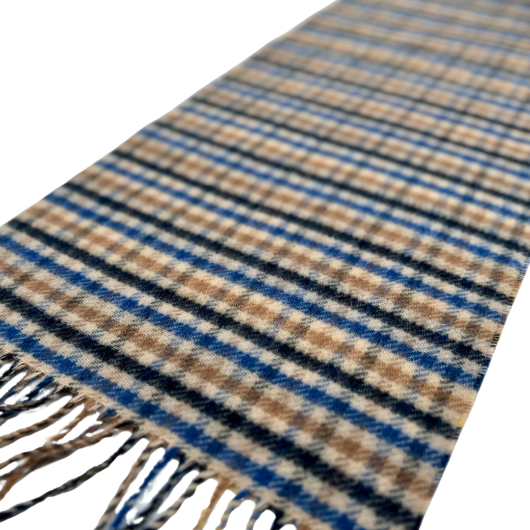 Blue & Tan Plaid Reversible Scarf