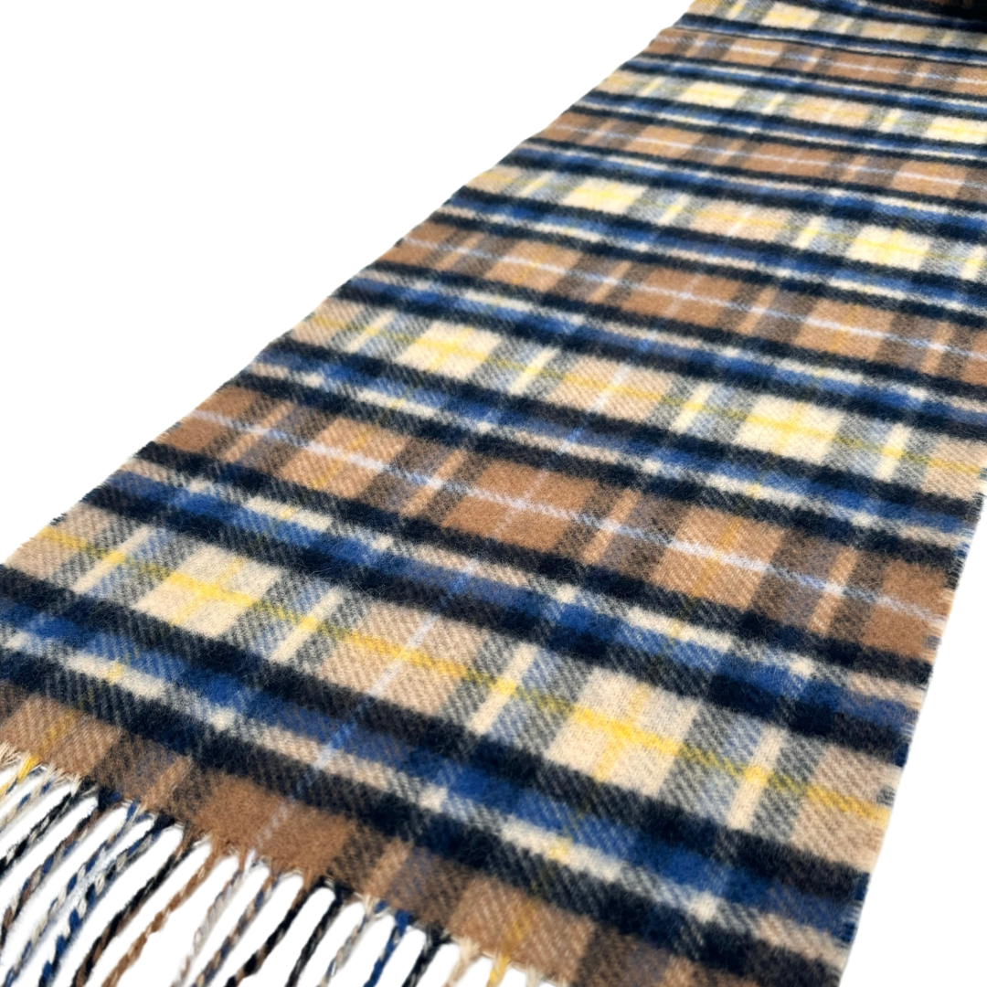 Blue & Tan Plaid Reversible Scarf