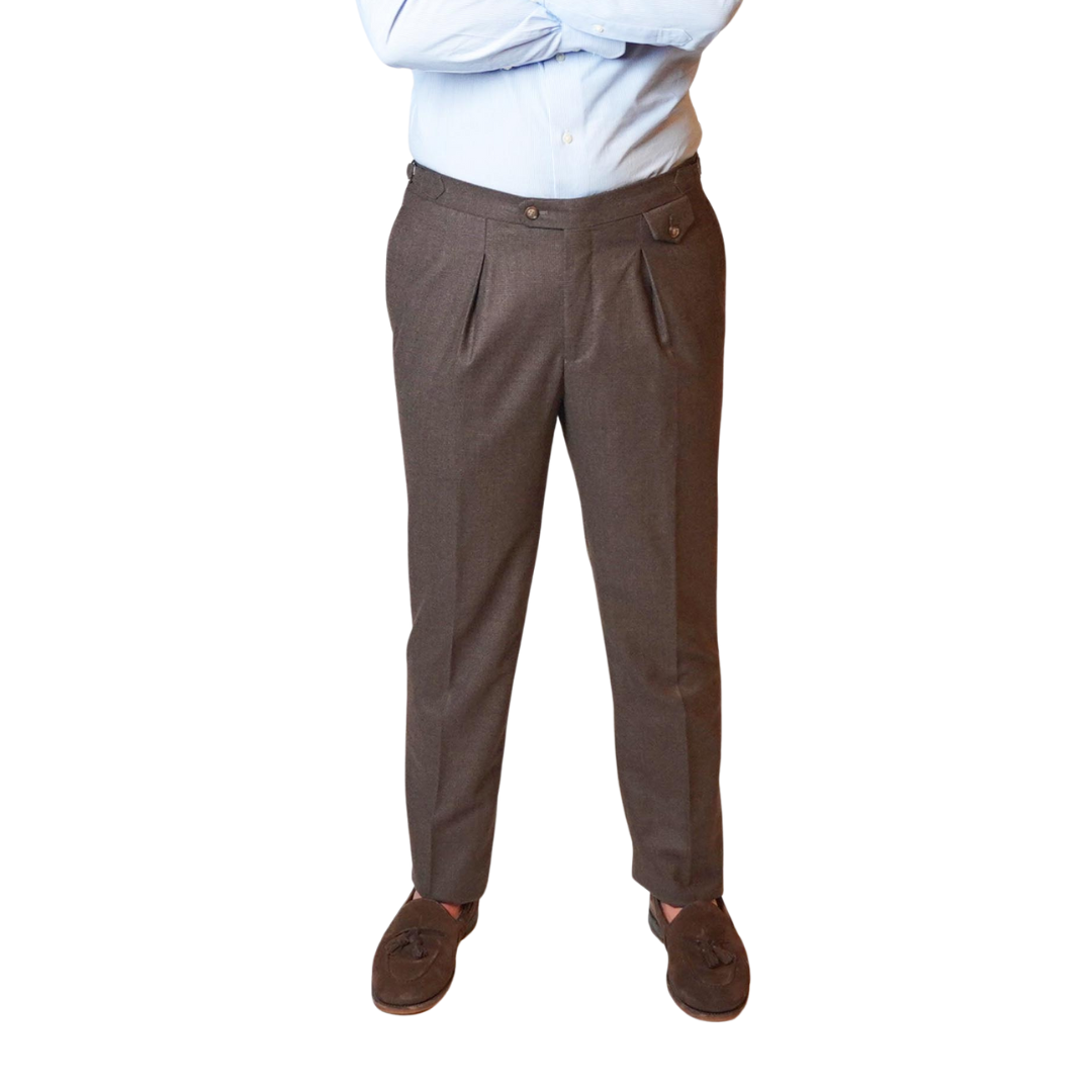 Chestnut Brown Glen Plaid Flannel Trouser
