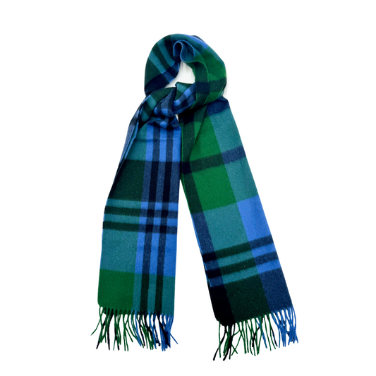 Green & Lavendar Plaid Cashmere Scarf