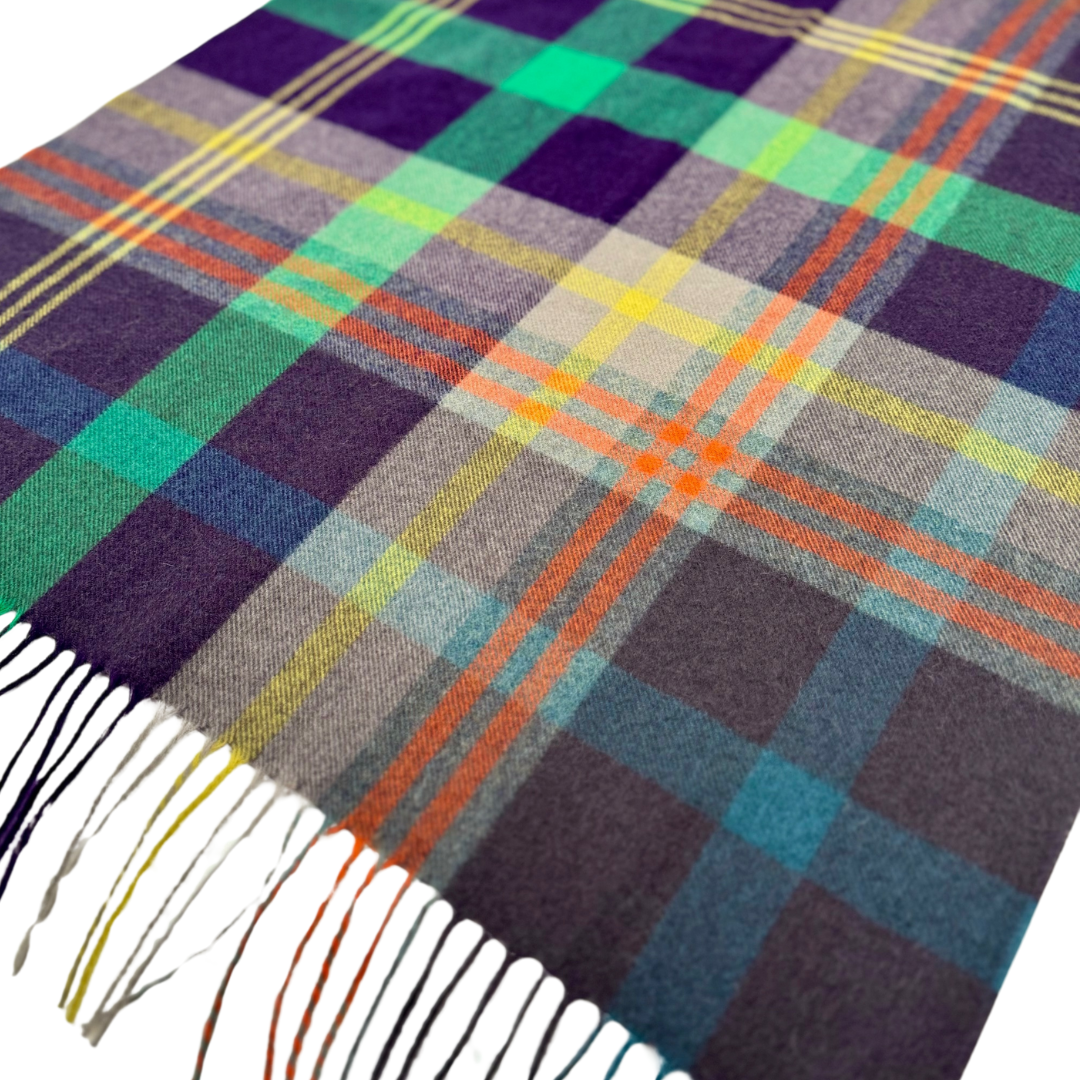Olive & Teal Plaid Cashmere Scarf