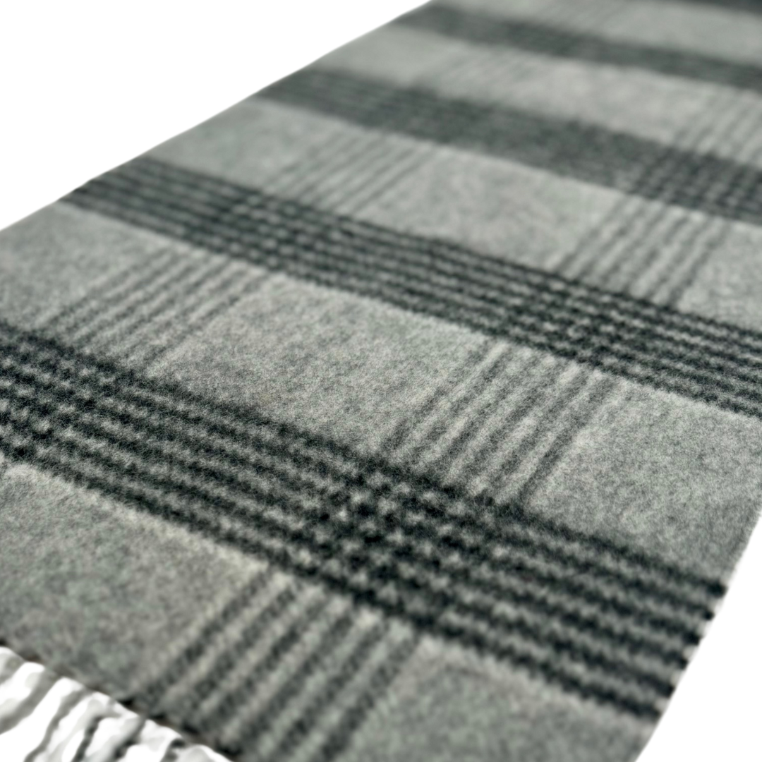 Grey Plaid Reversible Scarf