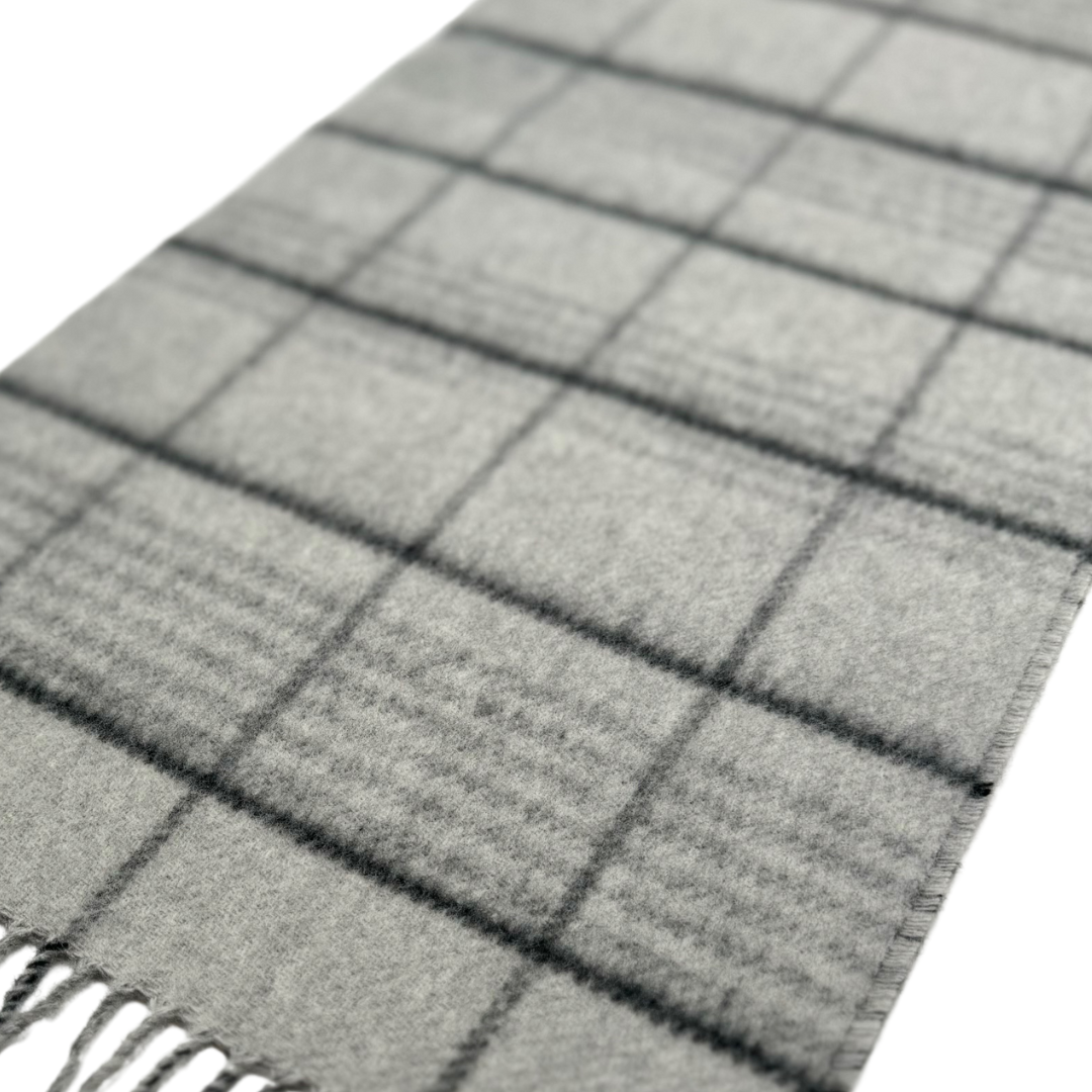 Grey Plaid Reversible Scarf