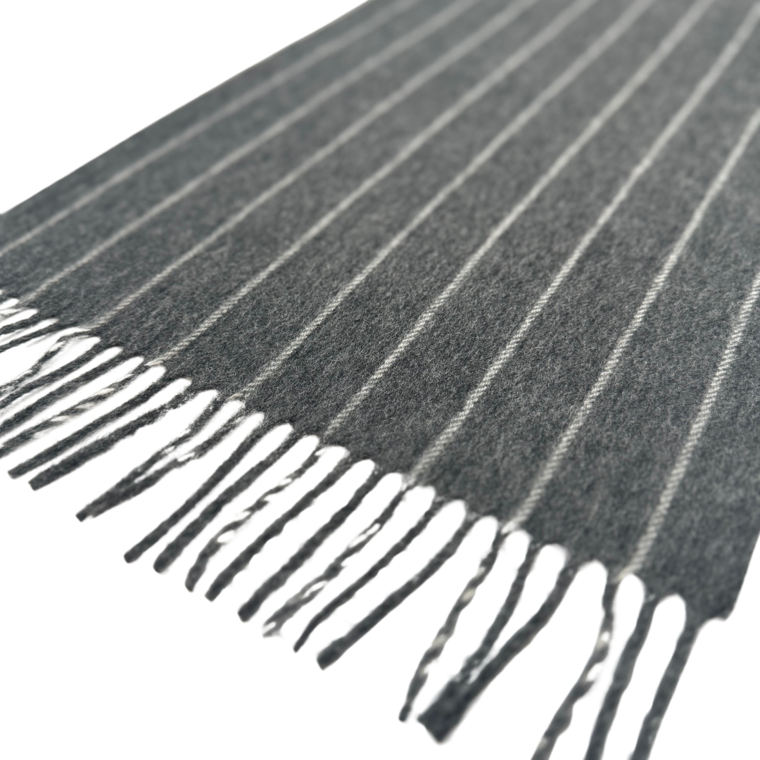 Charcoal Pinstripe Cashmere Scarf