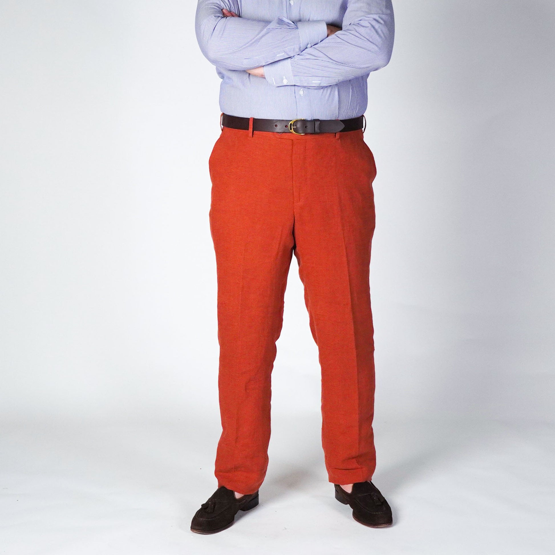JAMESON DOUGLAS - Burnt Orange Linen Trouser Jameson Douglas Clothing JAMESON DOUGLAS - Burnt Orange Linen Trouser Jameson Douglas Clothing